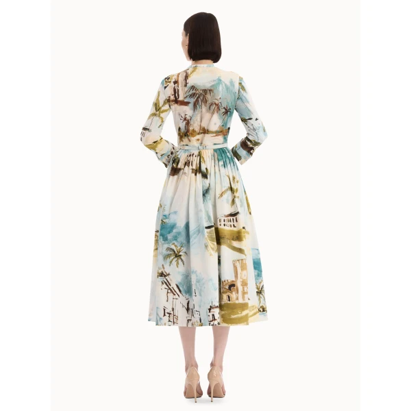 Oscar de la Renta Dominican Landscape Cotton Poplin Short-Sleeve Dress - Dresses - American Luxury Evening Wear at Luxury Shoes 