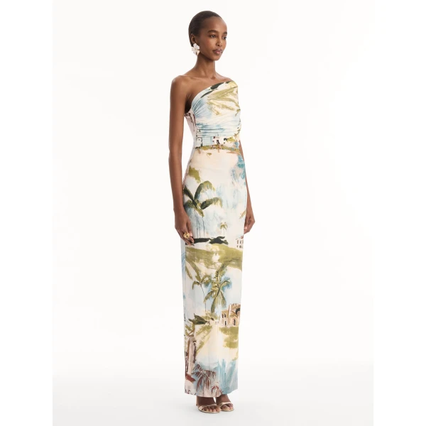 Oscar de la Renta Dominican Landscape Jersey Gown - Dresses - American Luxury Evening Wear at Luxury Shoes 
