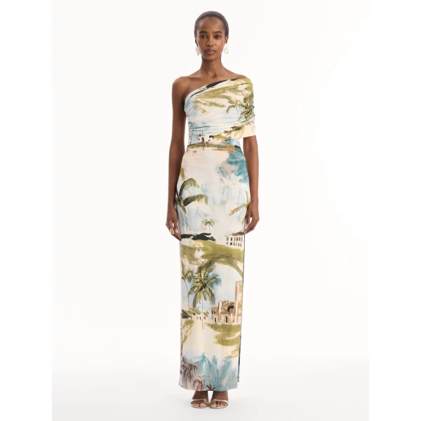 Oscar de la Renta Dominican Landscape Jersey Gown - Dresses - American Luxury Evening Wear at Luxury Shoes 