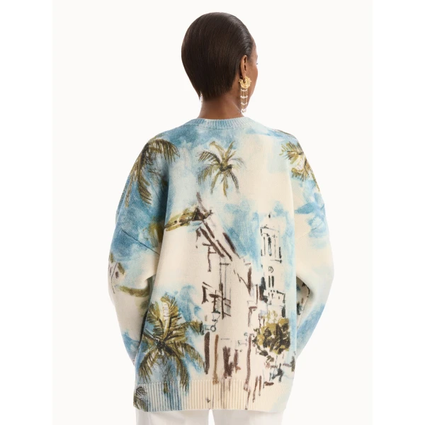 Oscar de la Renta Dominican Landscape Oversized Pullover - Knitwear - American Luxury Evening Wear at Luxury Shoes 