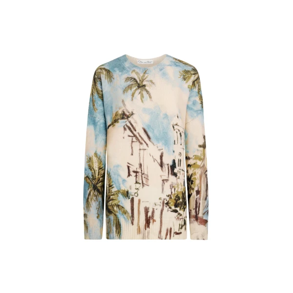 Oscar de la Renta Dominican Landscape Oversized Pullover - Knitwear - American Luxury Evening Wear at Luxury Shoes 