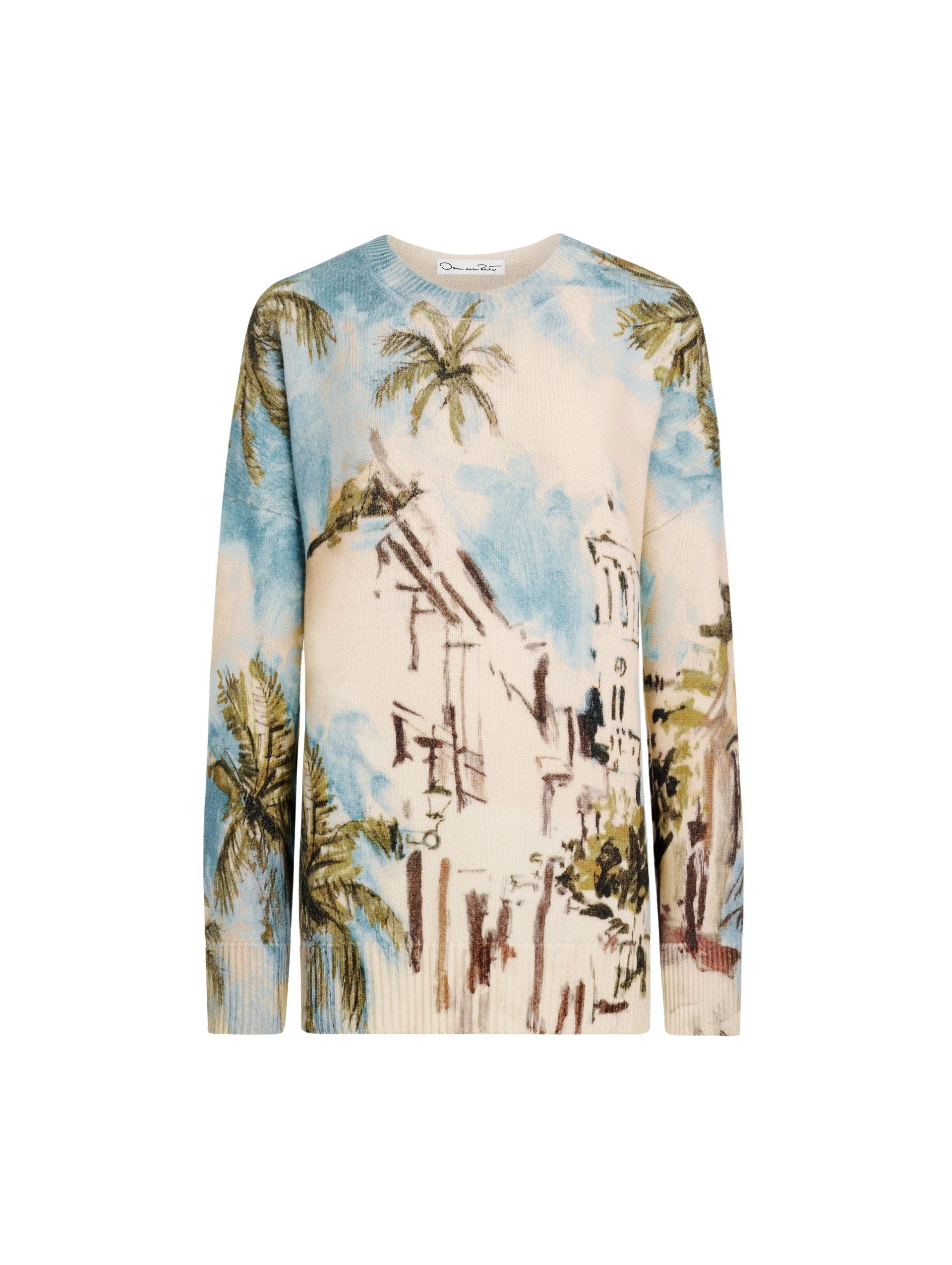 Oscar-de-la-Renta-Dominican-Landscape-Oversized-Pullover79816_nobg Oscar de la Renta Dominican Landscape Oversized Pullover - Knitwear - American Luxury Evening Wear at Luxury Shoes