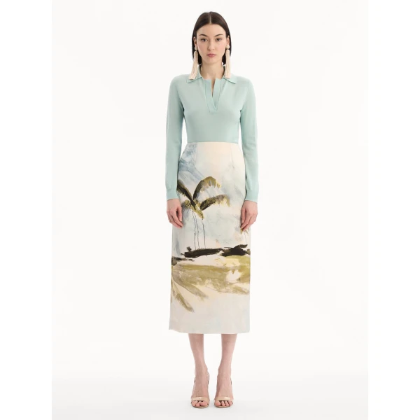 Oscar de la Renta Dominican Landscape Pencil Skirt - Skirts - American Luxury Evening Wear at Luxury Shoes 