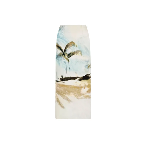 Oscar de la Renta Dominican Landscape Pencil Skirt - Skirts - American Luxury Evening Wear at Luxury Shoes 