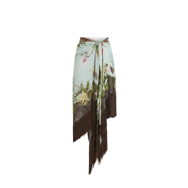Oscar de la Renta Dominican Mixed-Floral Fringe Skirt - Skirts - American Luxury Evening Wear at Luxury Shoes 