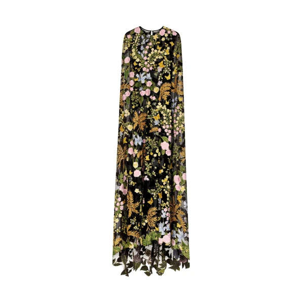 Oscar de la Renta Dominican Mixed-Floral Guipure Caftan - Kimono - American Luxury Evening Wear at Luxury Shoes 
