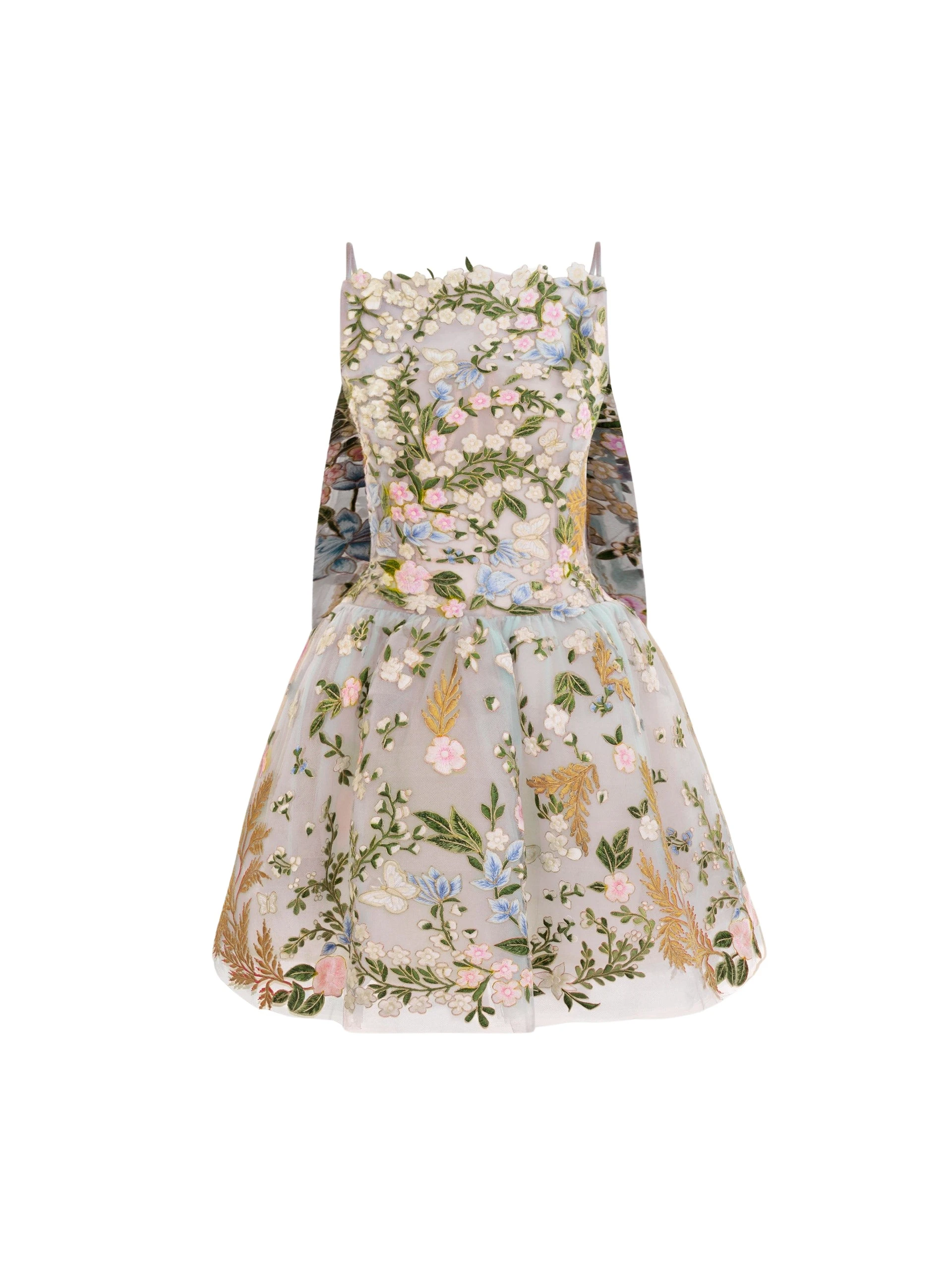 Oscar-de-la-Renta-Dominican-Mixed-Floral-Guipure-Cape-Back-Dress11136_nobg Oscar de la Renta Dominican Mixed-Floral Guipure Cape-Back Dress - Dresses - American Luxury Evening Wear at Luxury Shoes