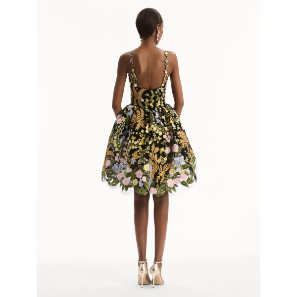 Oscar de la Renta Dominican Mixed-Floral Guipure High-Low Dress - Dresses - American Luxury Evening Wear at Luxury Shoes 