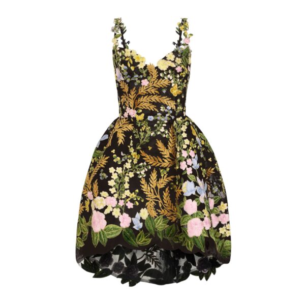Oscar de la Renta Dominican Mixed-Floral Guipure High-Low Dress - Dresses - American Luxury Evening Wear at Luxury Shoes 