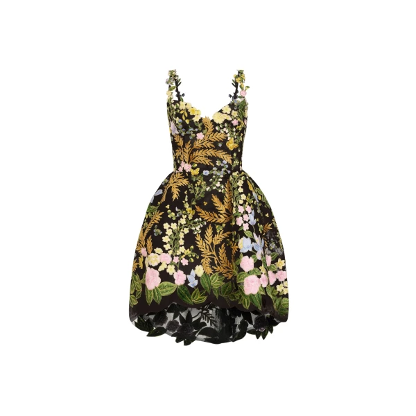 Oscar de la Renta Dominican Mixed-Floral Guipure High-Low Dress - Dresses - American Luxury Evening Wear at Luxury Shoes 