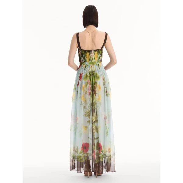 Oscar de la Renta Dominican Mixed-Floral Silk Chiffon Gown - Dresses - American Luxury Evening Wear at Luxury Shoes 