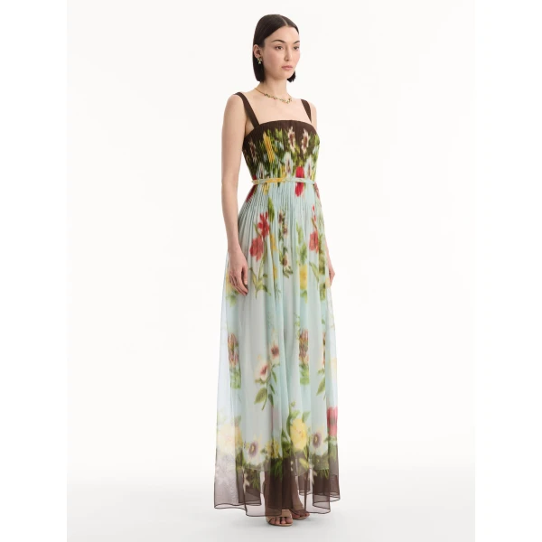 Oscar de la Renta Dominican Mixed-Floral Silk Chiffon Gown - Dresses - American Luxury Evening Wear at Luxury Shoes 