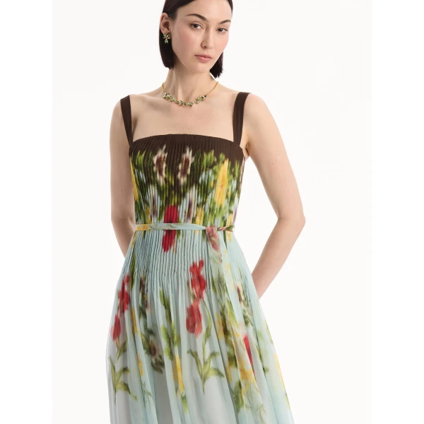Oscar de la Renta Dominican Mixed-Floral Silk Chiffon Gown - Dresses - American Luxury Evening Wear at Luxury Shoes 