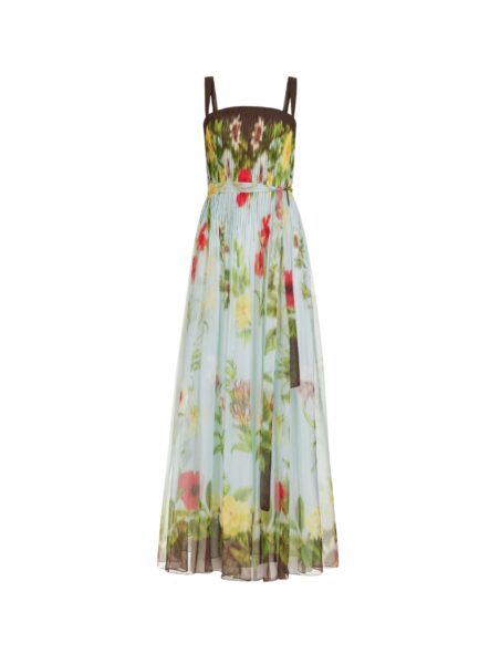 Oscar de la Renta Dominican Mixed-Floral Silk Chiffon Gown - Dresses - American Luxury Evening Wear at Luxury Shoes 