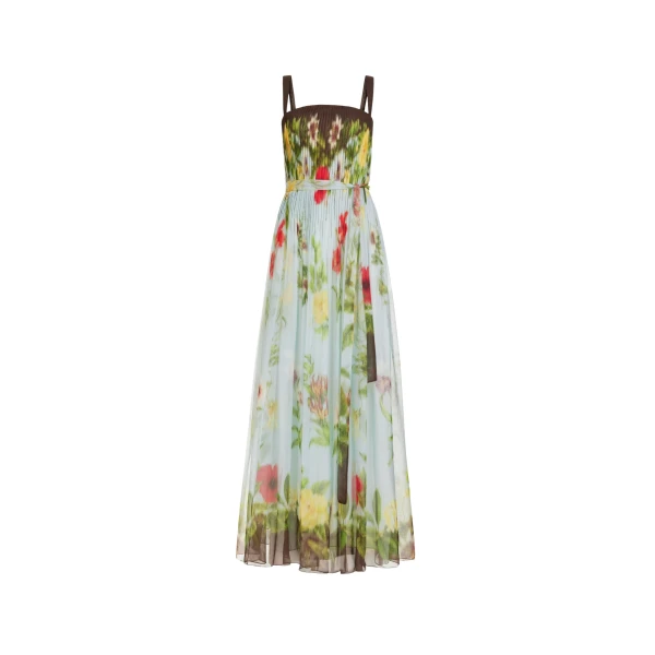 Oscar de la Renta Dominican Mixed-Floral Silk Chiffon Gown - Dresses - American Luxury Evening Wear at Luxury Shoes 