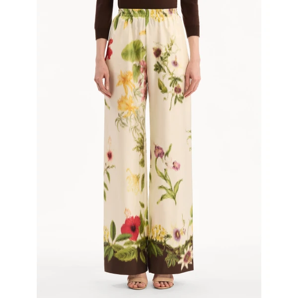 Oscar de la Renta Dominican Mixed-Floral Wide Leg Pant - Pants - American Luxury Evening Wear at Luxury Shoes 