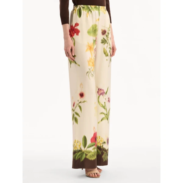 Oscar de la Renta Dominican Mixed-Floral Wide Leg Pant - Pants - American Luxury Evening Wear at Luxury Shoes 