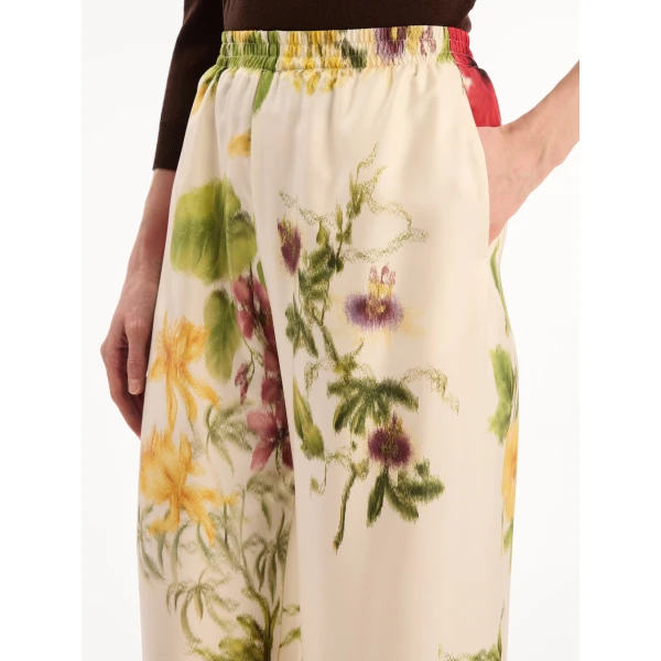 Oscar de la Renta Dominican Mixed-Floral Wide Leg Pant - Pants - American Luxury Evening Wear at Luxury Shoes 