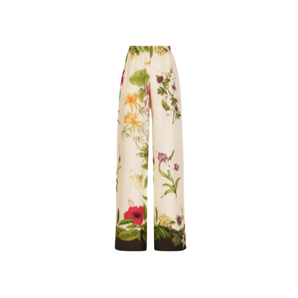 Oscar de la Renta Dominican Mixed-Floral Wide Leg Pant - Pants - American Luxury Evening Wear at Luxury Shoes 