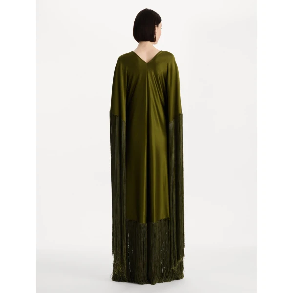 Oscar de la Renta Fringe Jersey Caftan - Kimono - American Luxury Evening Wear at Luxury Shoes 