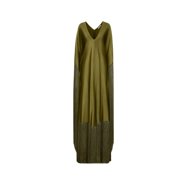 Oscar de la Renta Fringe Jersey Caftan - Kimono - American Luxury Evening Wear at Luxury Shoes 