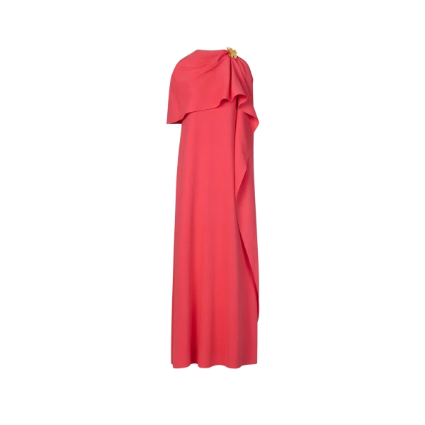 Oscar de la Renta Hibiscus Brooch Georgette Caftan
