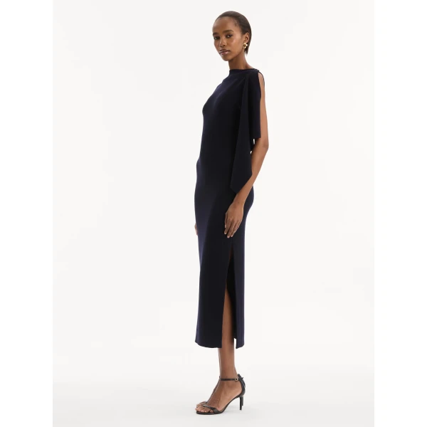 Oscar de la Renta Hibiscus Brooch Knit Dress - Dresses - American Luxury Evening Wear at Luxury Shoes 