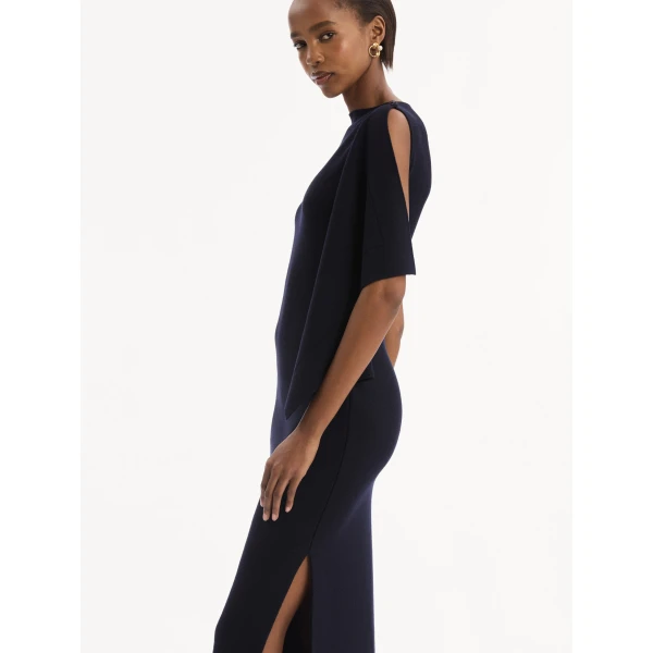 Oscar de la Renta Hibiscus Brooch Knit Dress - Dresses - American Luxury Evening Wear at Luxury Shoes 