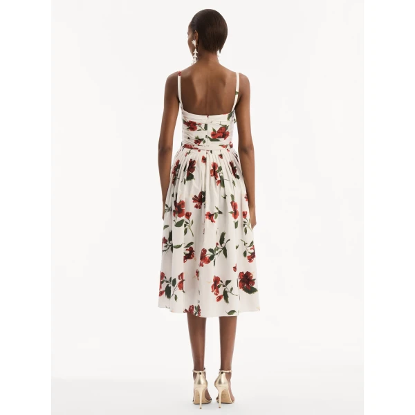 Oscar de la Renta Hibiscus Cotton Poplin Dress - Dresses - American Luxury Evening Wear at Luxury Shoes 