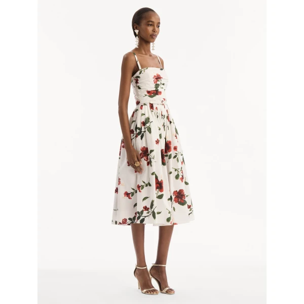 Oscar de la Renta Hibiscus Cotton Poplin Dress - Dresses - American Luxury Evening Wear at Luxury Shoes 