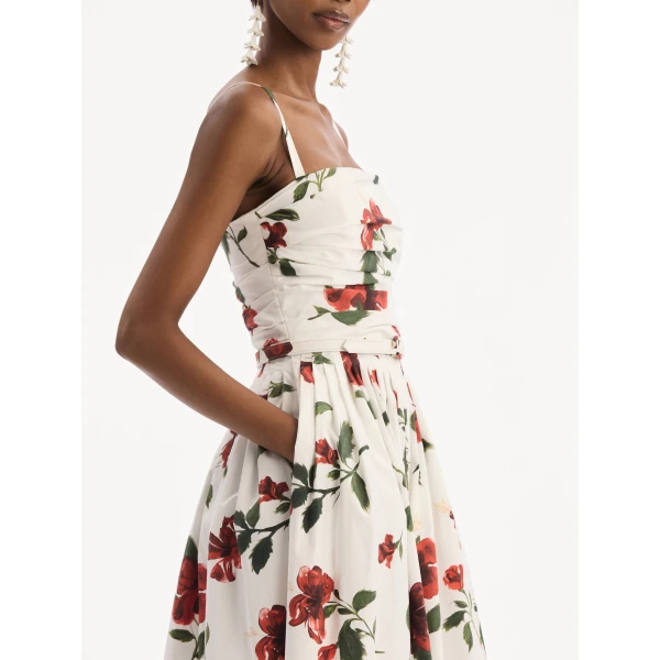 Oscar de la Renta Hibiscus Cotton Poplin Dress - Dresses - American Luxury Evening Wear at Luxury Shoes 