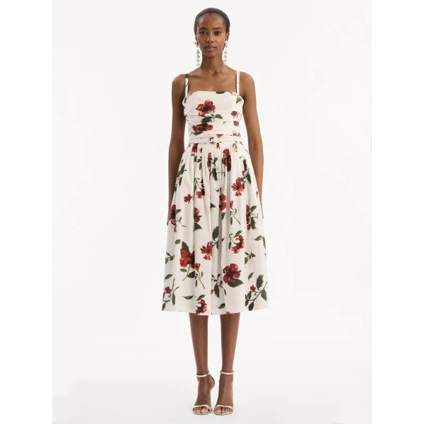 Oscar de la Renta Hibiscus Cotton Poplin Dress - Dresses - American Luxury Evening Wear at Luxury Shoes 
