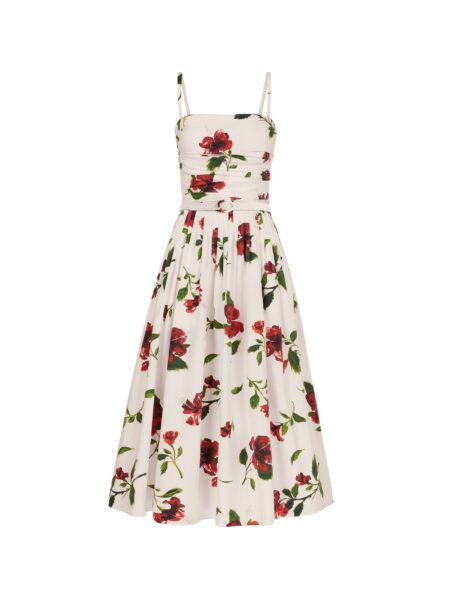 Oscar de la Renta Hibiscus Cotton Poplin Dress - Dresses - American Luxury Evening Wear at Luxury Shoes 