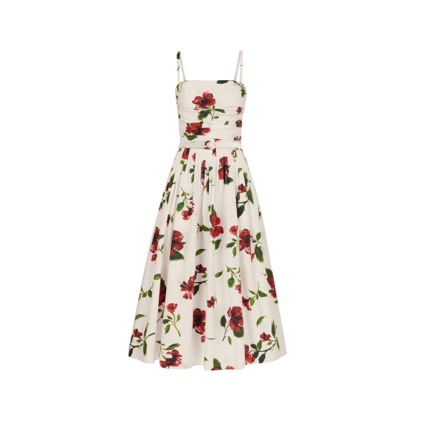 Oscar de la Renta Hibiscus Cotton Poplin Dress - Dresses - American Luxury Evening Wear at Luxury Shoes 
