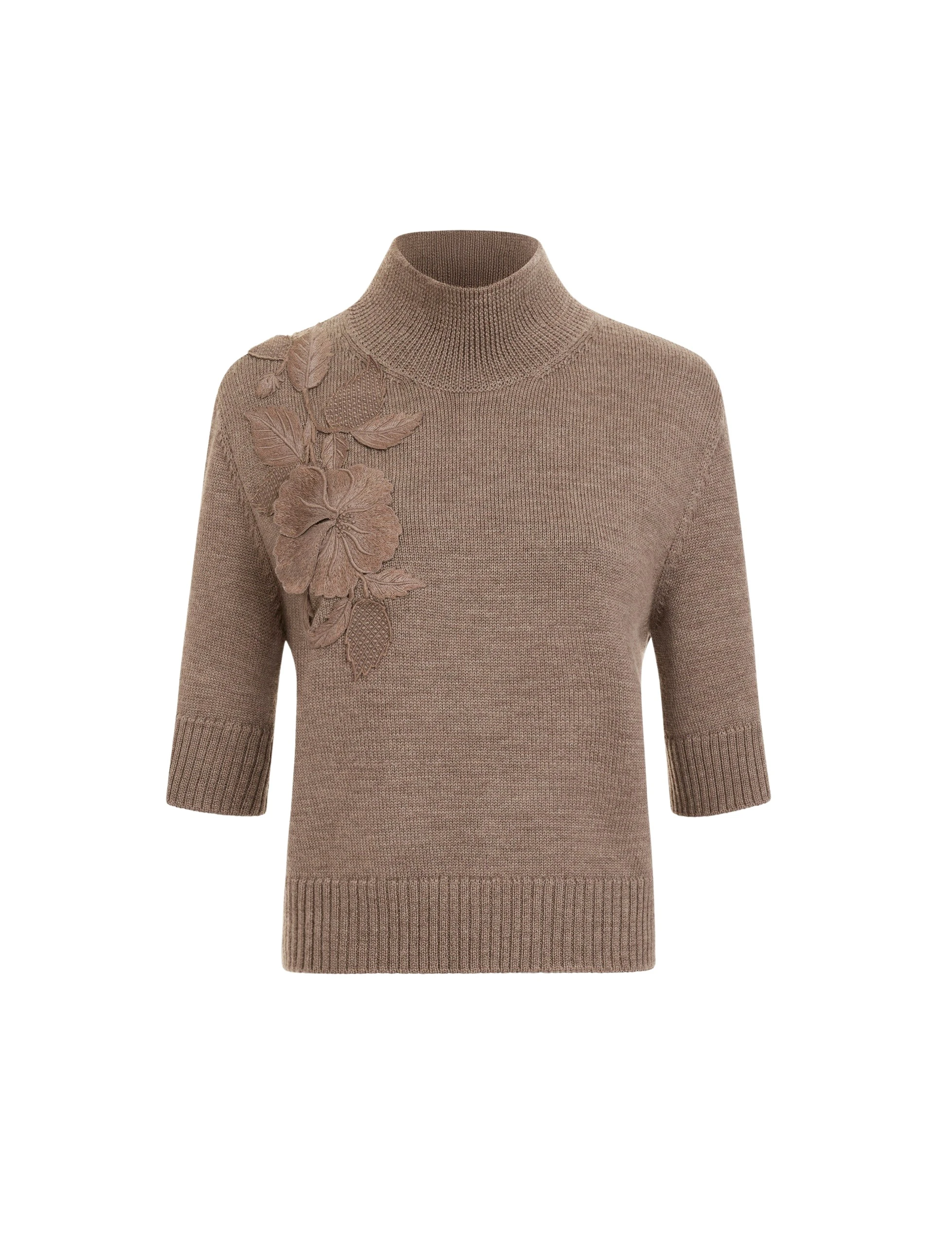 Oscar-de-la-Renta-Hibiscus-Embroidered-Knit-Pullover25675_nobg Oscar de la Renta Hibiscus Embroidered Knit Pullover - Knitwear - American Luxury Evening Wear at Luxury Shoes