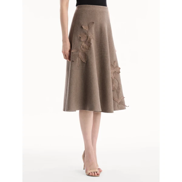 Oscar de la Renta Hibiscus Embroidered Knit Skirt - Skirts - American Luxury Evening Wear at Luxury Shoes 