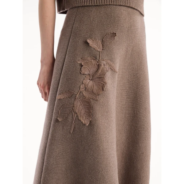 Oscar de la Renta Hibiscus Embroidered Knit Skirt - Skirts - American Luxury Evening Wear at Luxury Shoes 