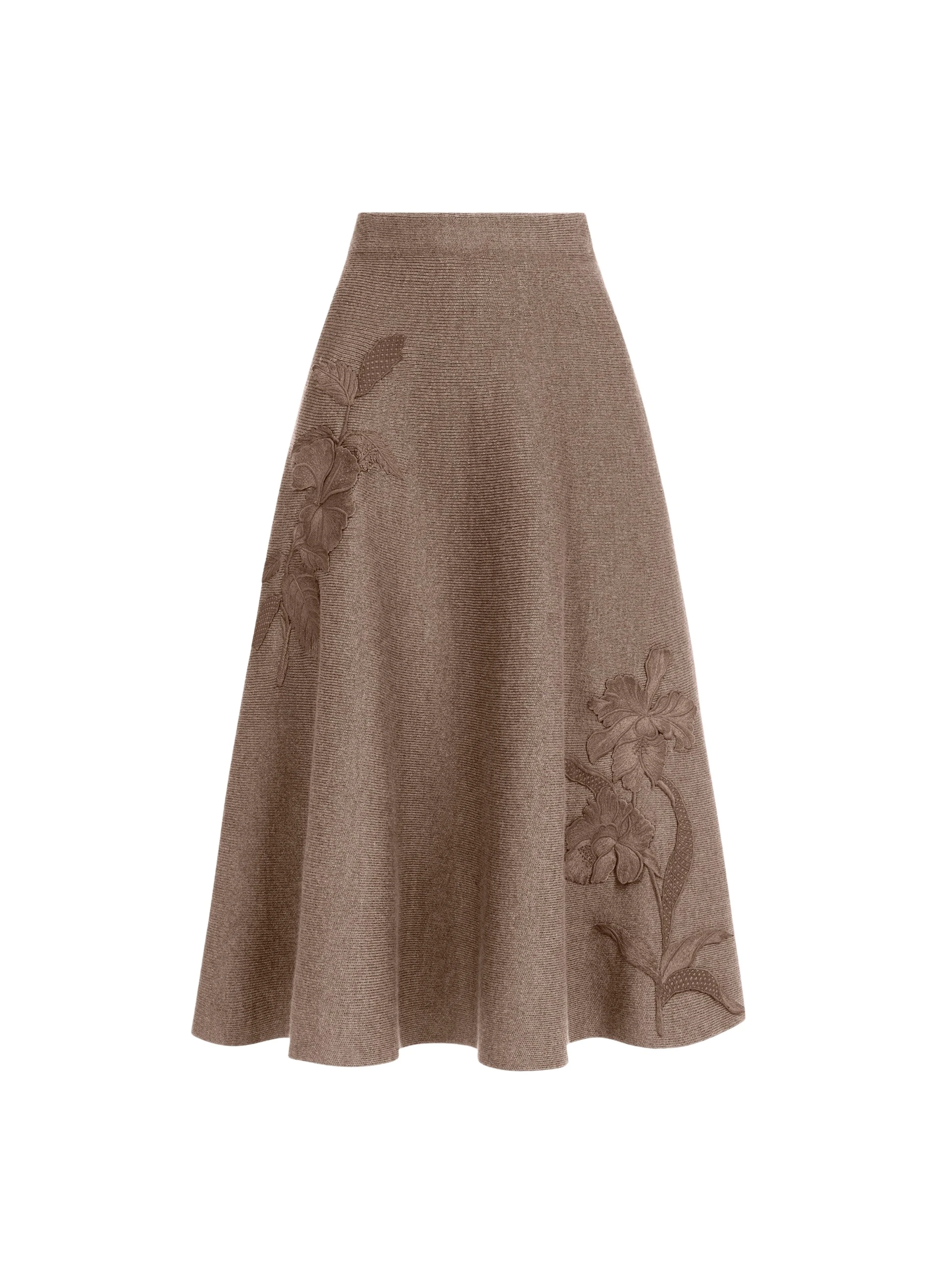 Oscar-de-la-Renta-Hibiscus-Embroidered-Knit-Skirt79712_nobg Oscar de la Renta Hibiscus Embroidered Knit Skirt - Skirts - American Luxury Evening Wear at Luxury Shoes