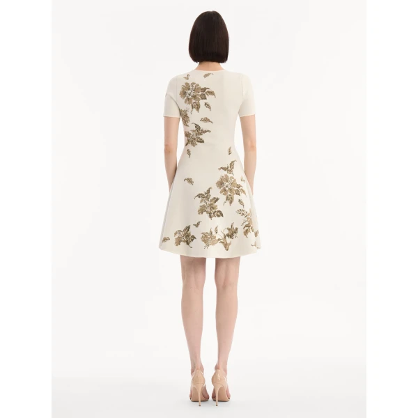 Oscar de la Renta Hibiscus Metallic Jacquard Dress - Dresses - American Luxury Evening Wear at Luxury Shoes 