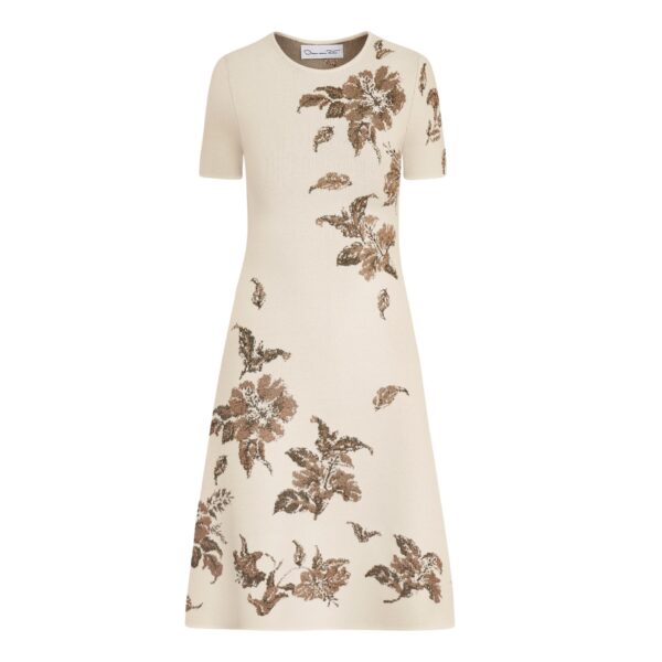Oscar de la Renta Hibiscus Metallic Jacquard Dress - Dresses - American Luxury Evening Wear at Luxury Shoes 