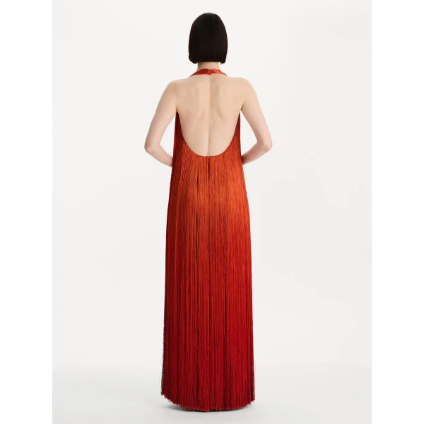 Oscar de la Renta Ombré Fringe Gown - Dresses - American Luxury Evening Wear at Luxury Shoes 
