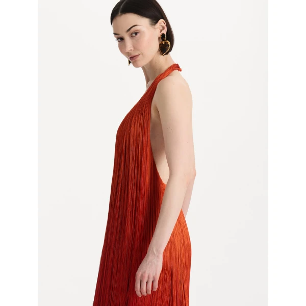 Oscar de la Renta Ombré Fringe Gown - Dresses - American Luxury Evening Wear at Luxury Shoes 