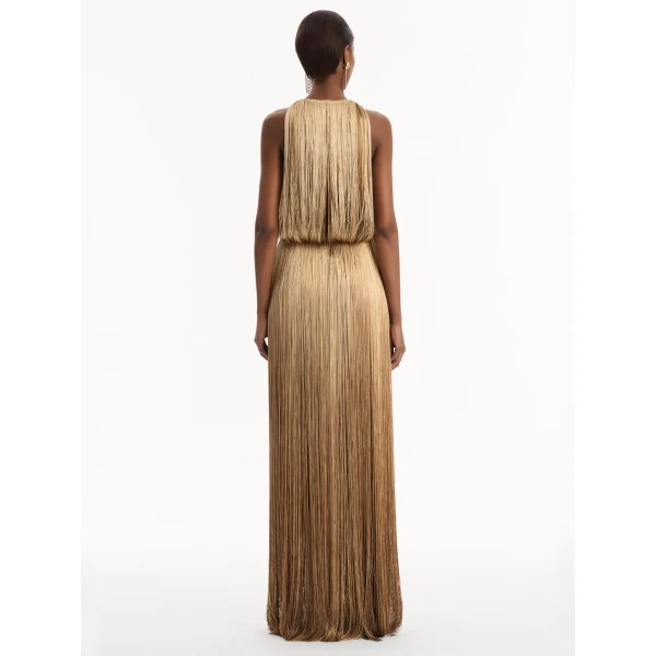 Oscar de la Renta Ombré Fringe Sleeveless Gown - Dresses - American Luxury Evening Wear at Luxury Shoes 