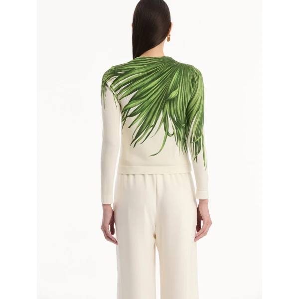 Oscar de la Renta Palm Leaves Cardigan - Knitwear - American Luxury Evening Wear at Luxury Shoes 