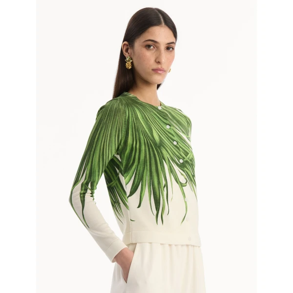 Oscar de la Renta Palm Leaves Cardigan - Knitwear - American Luxury Evening Wear at Luxury Shoes 