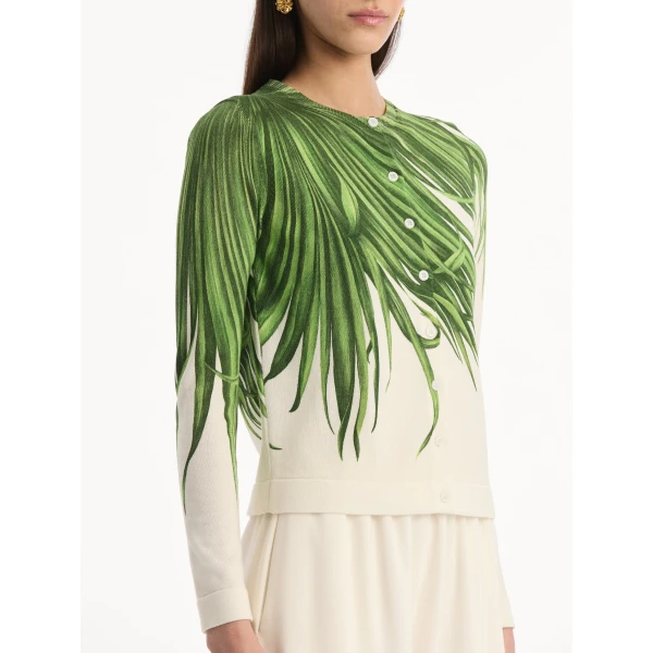 Oscar de la Renta Palm Leaves Cardigan - Knitwear - American Luxury Evening Wear at Luxury Shoes 