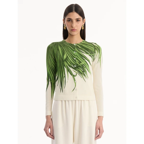 Oscar de la Renta Palm Leaves Cardigan - Knitwear - American Luxury Evening Wear at Luxury Shoes 