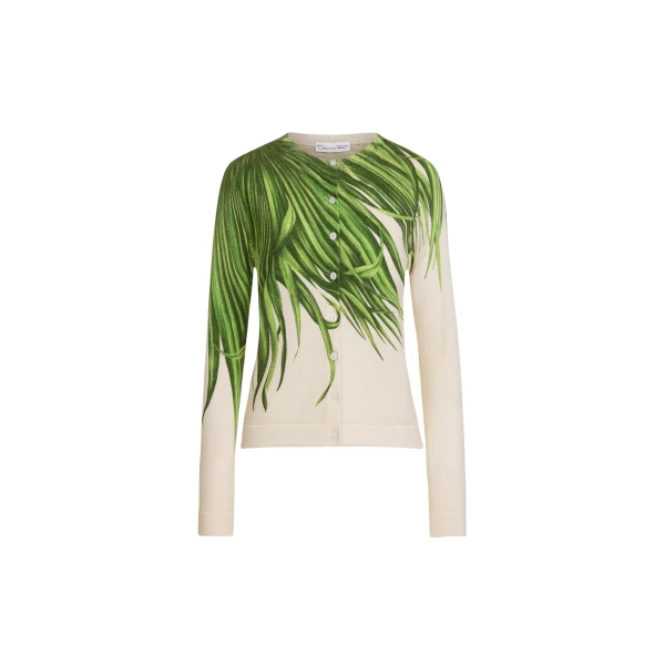 Oscar de la Renta Palm Leaves Cardigan - Knitwear - American Luxury Evening Wear at Luxury Shoes 
