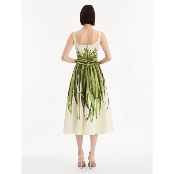 Oscar de la Renta Palm Leaves Cotton Poplin Dress - Dresses - American Luxury Evening Wear at Luxury Shoes 