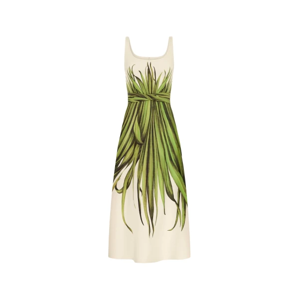 Oscar de la Renta Palm Leaves Cotton Poplin Dress - Dresses - American Luxury Evening Wear at Luxury Shoes 